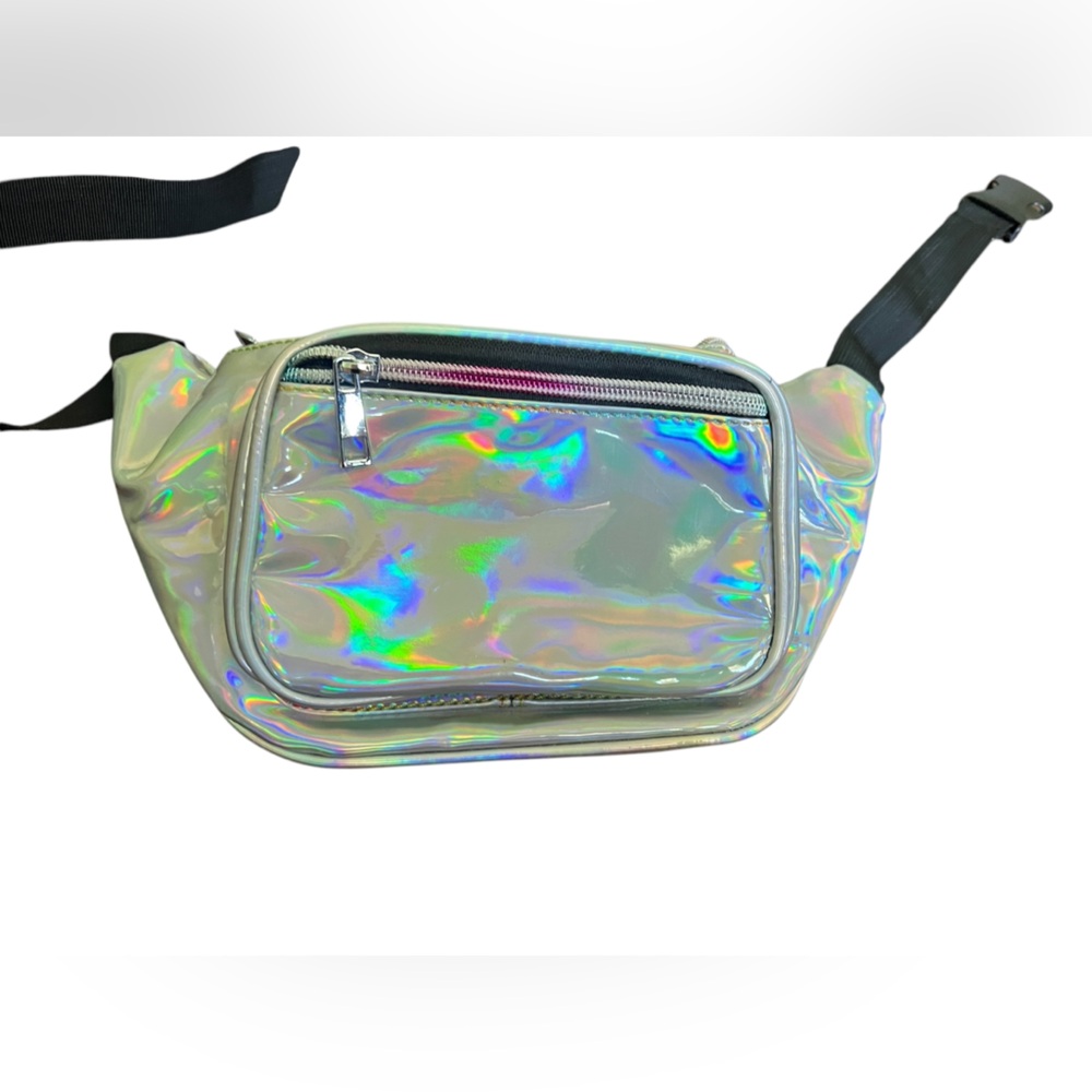 Silver Iridescent Fanny pack with 3 pockets